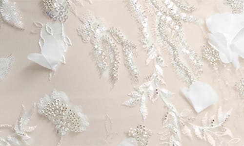 Dress The Population Lia Embellished Flower Appliqué Cocktail Sheath Dress In Off White Multi
