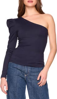 Susana Monaco Pleated One-Shoulder Knit Top