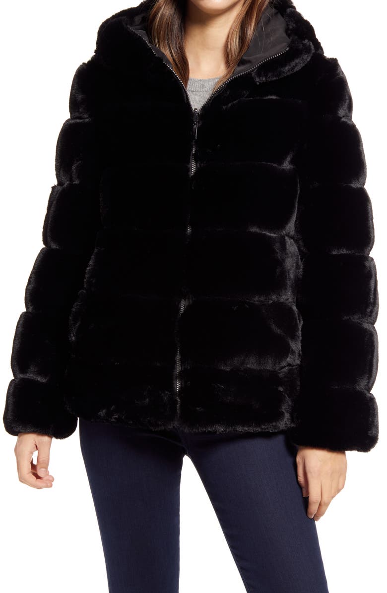 Via Spiga Hooded Faux Fur Coat, Alternate, color, 