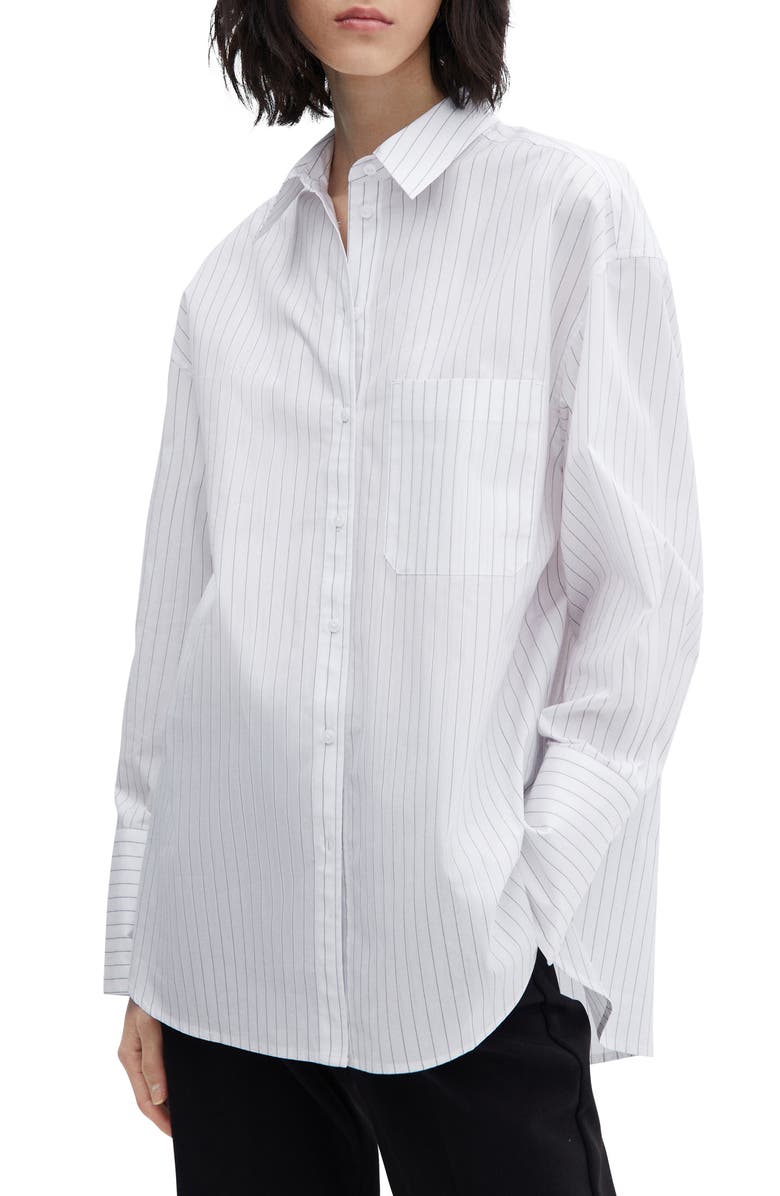 MANGO Stripe Cotton Button-Up Shirt, Main, color, 