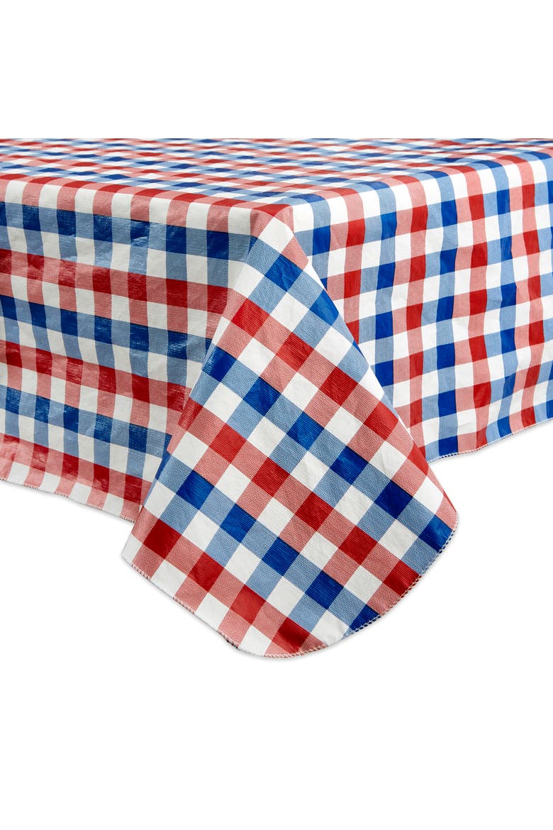 Vinyl Check Tablecloth, Red White & Blue, 60X84", Alternate, color, Red White & Blue