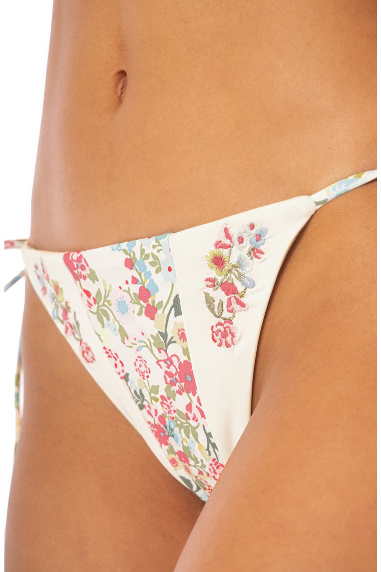 Shinning Floral Reversible Side Tie Bikini Bottoms, Alternate, color, OPEN WHITE