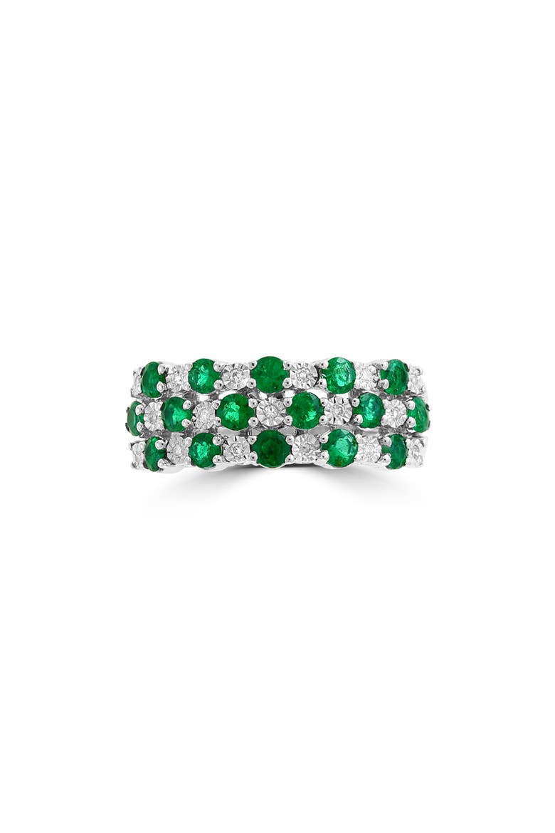 14-Karat White Gold Emerald & Diamond Ring, Alternate, color, GREEN