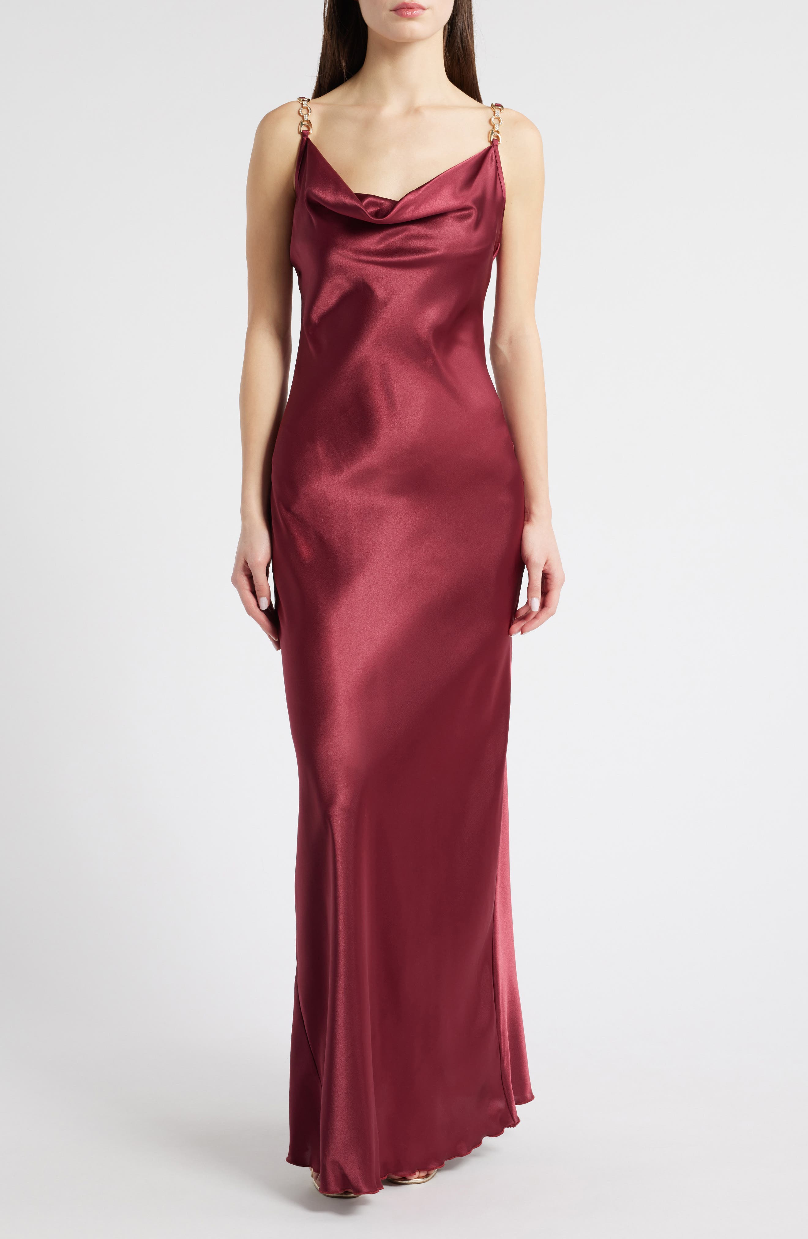 Solid Long Satin Slip Dress - image 5