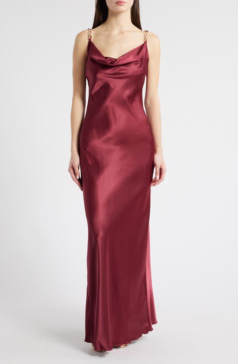 Solid Long Satin Slip Dress