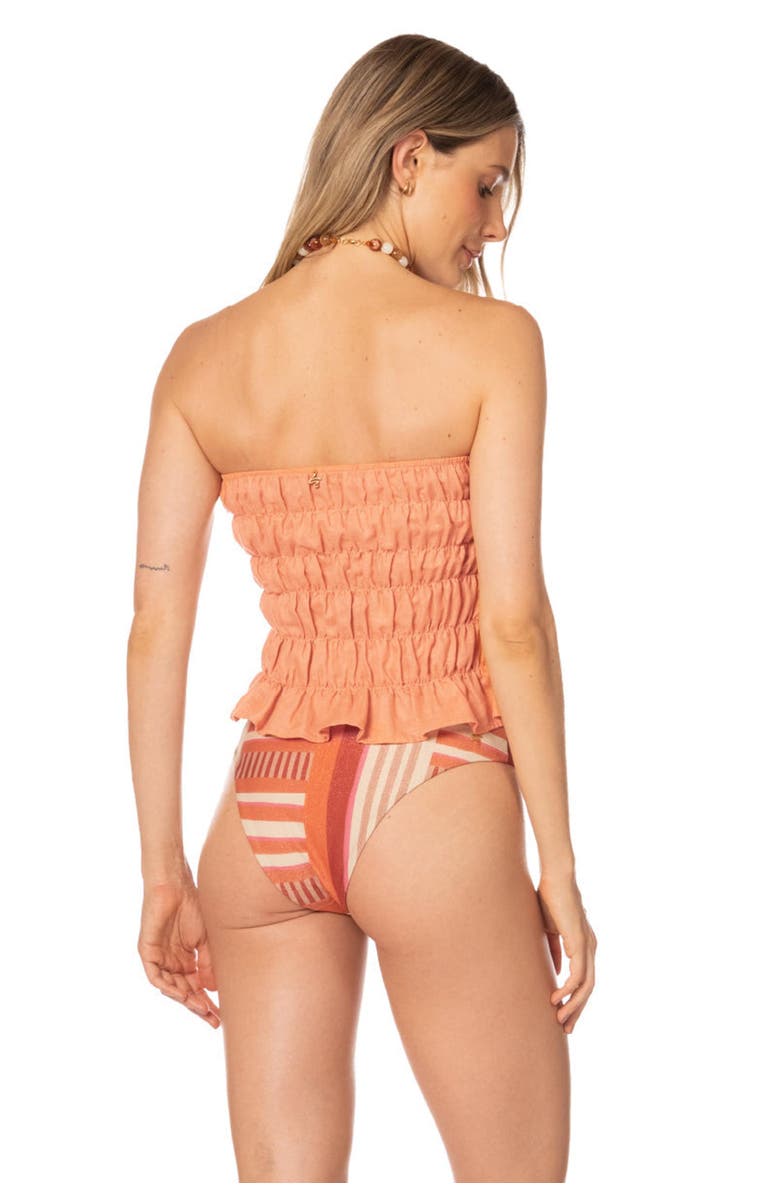 KIBYS Sunset Baazar Smocked Amira Crop Top, Alternate, color, Pastel Orange Tangerine