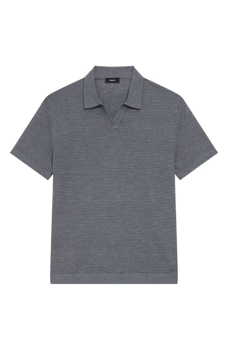 Theory Brenan Linen Blend Polo, Alternate, color, Carbon