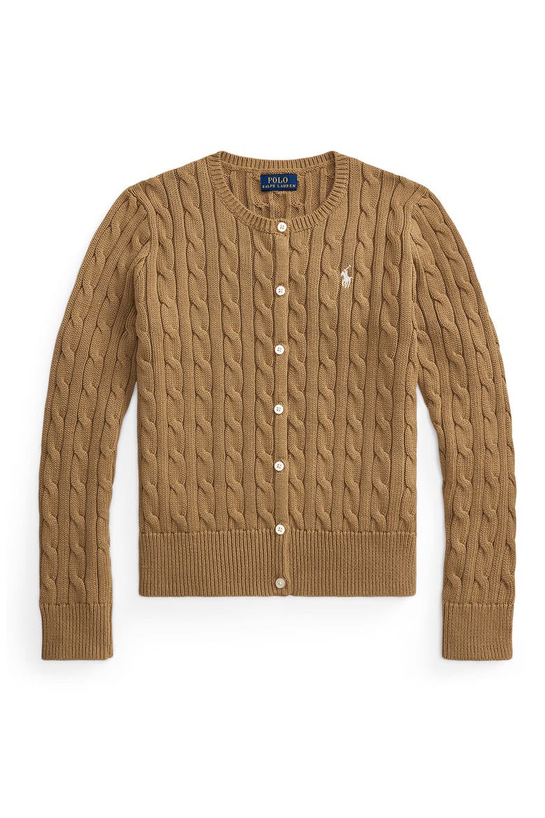 Kids' Cable Stitch Cotton Cardigan, Main, color, BERKSHIRE TAN
