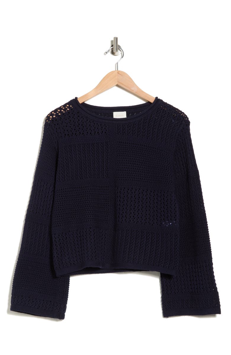 CYRUS Novelty Open Stitch Sweater, Alternate, color, Eclipse