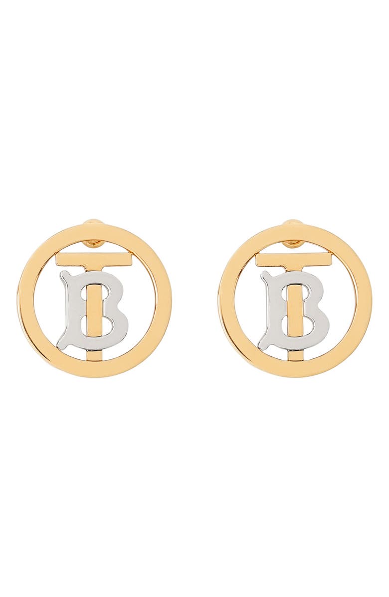 Burberry TB Monogram Circle Stud Earrings, Main, color, 