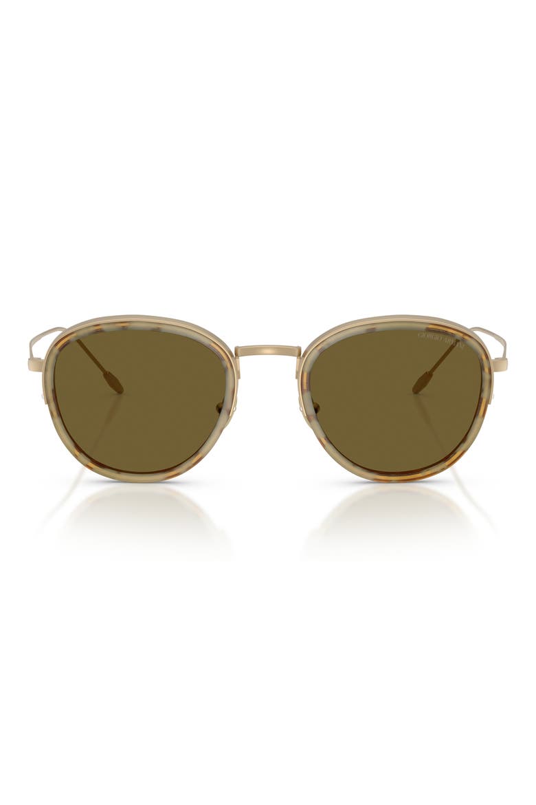 50mm Round Sunglasses, Main, color, MATTE PALE GOLD / DARK BROWN