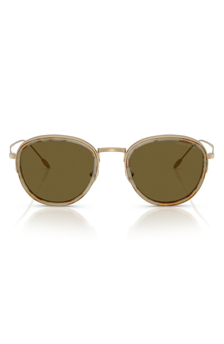 ARMANI 50mm Round Sunglasses, Main, color, Matte Pale Gold / Dark Brown