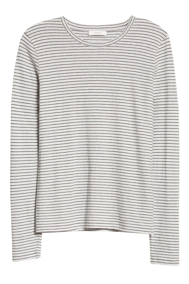 Essentials Pencil Stripe Crewneck T-Shirt, Alternate, color, HEATHER GREY STRIPE