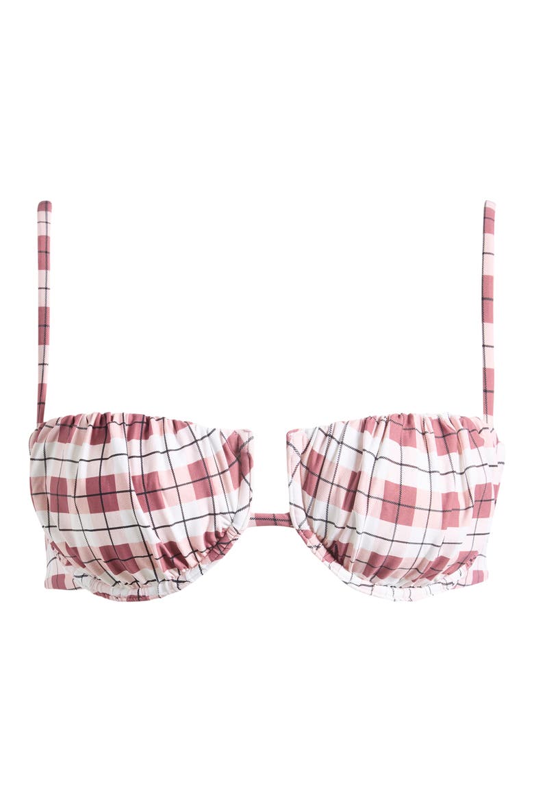 Plaid Petal Bikini Top, Alternate, color, MAROON PLAID