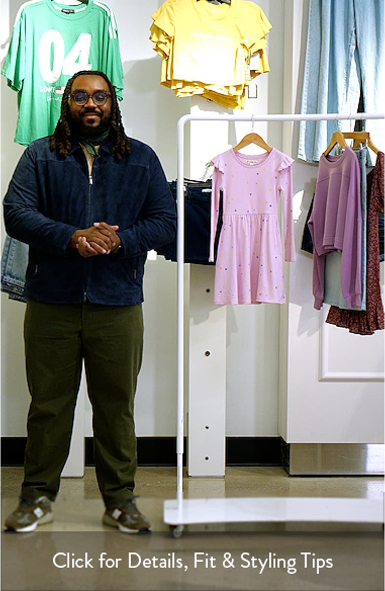 Kids' Ruffle Long Sleeve Rib Dress, sales video thumbnail