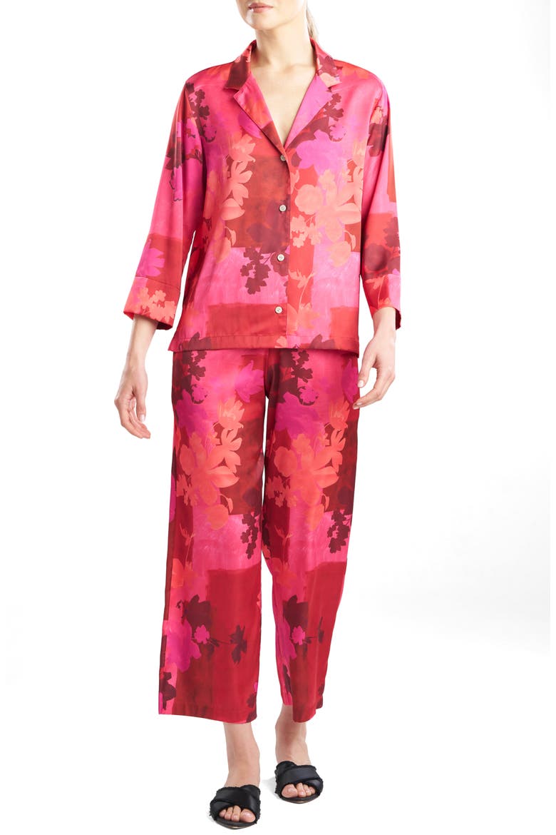 Coromandel Print Satin Pajamas, Alternate, color, COROMANDEL MAGENTA