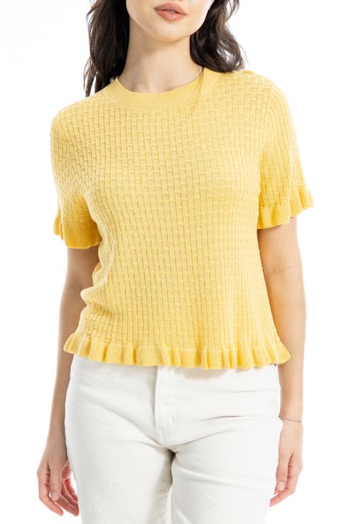 Ruffle Trim Short Sleeve Sweater