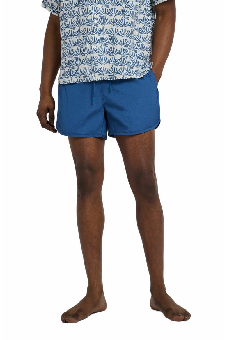 Nylon Crinkle 4" Scallop Swim Trunk, Alternate, color, POOL BLUE