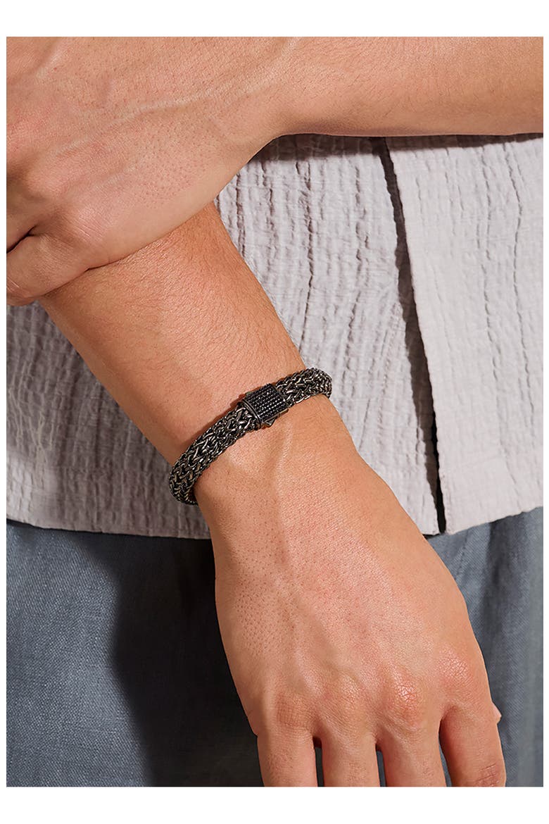 Icon Bracelet, Sterling Silver, Pavé, 10.5mm, Alternate, color, DARKENED SILVER/BLACK SAPPHIRE
