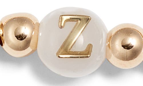 Nashelle Mother Of Pearl Initial Beaded Bracelet In Gold Fill Z