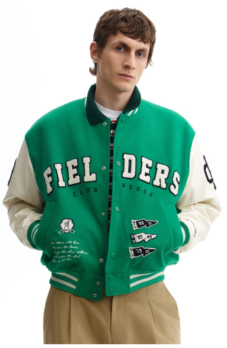 H&M Motif-detail Baseball Jacket, Alternate, color, Green/Rookie Of The Year
