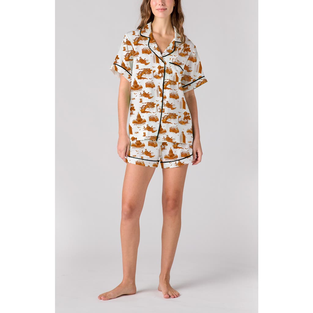 Katie Kime Austin Toile Pajama Shorts Set In Orange