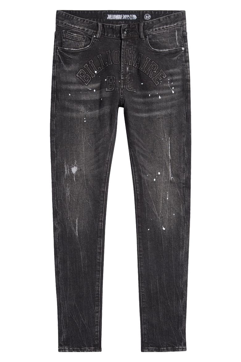 Trek Ripped Paint Splatter Slim Fit Jeans, Alternate, color, FULL MOON