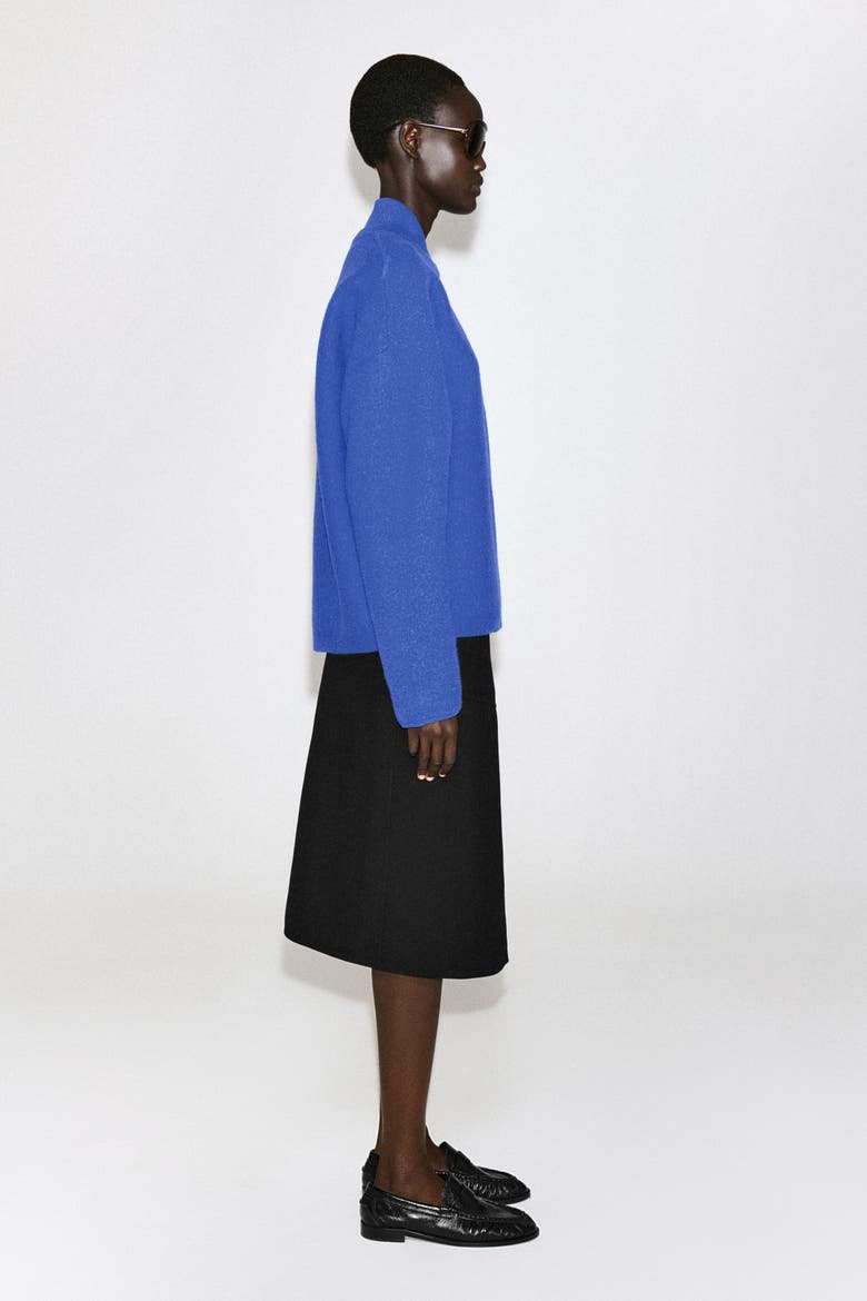 Layered-collar Boiled Wool Sweater, Alternate, color, BLUE