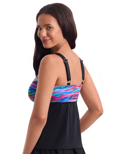 Shapesolver Sport Twist Bra Chlorine Resistant Tankini Swimsuit Top In Blue