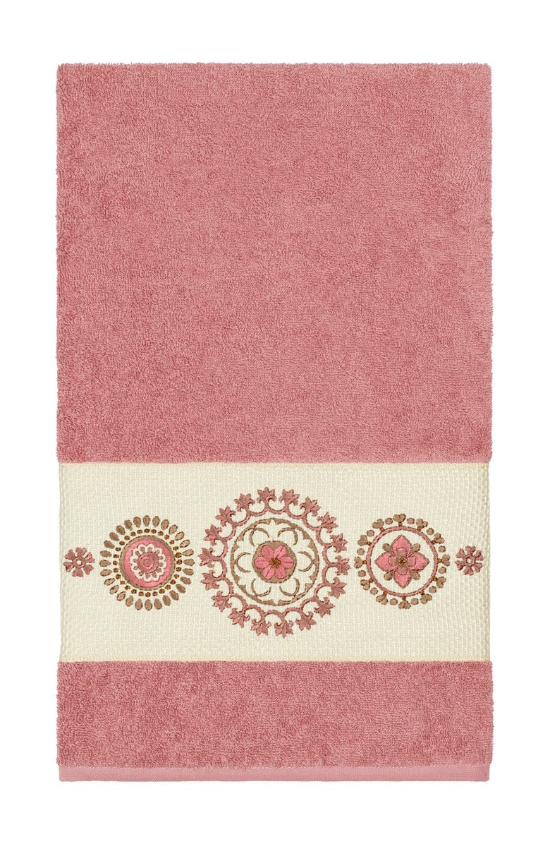 Linum Home Textiles Isabell Embellished Bath Towel - Tea Rose, Main, color, Tea Rose