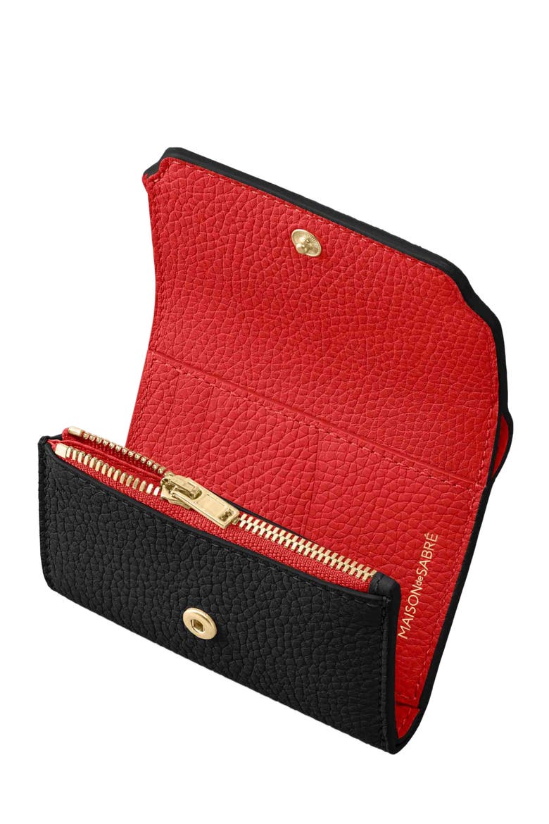 Leather Trifold Wallet, Alternate, color, Rouge Noir