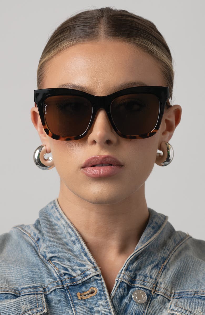 OTRA Irma Cat Eye Sunglasses, Alternate, color, Black To Tort/ Brown