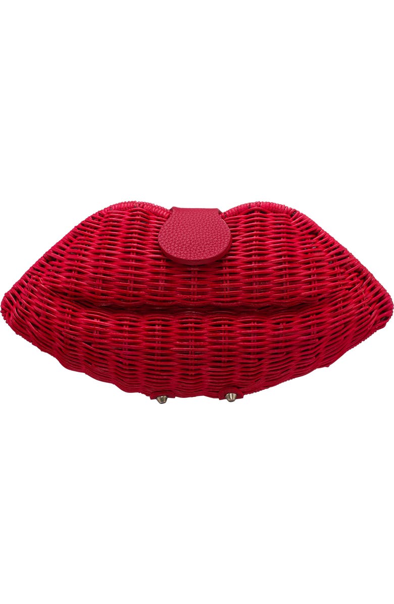 Nina Kiss Rattan Clutch, Main, color, Red