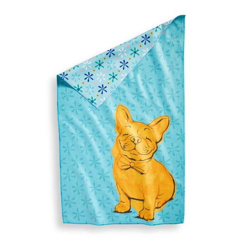 Super Absorbent Kitchen Towel Eclectic Frenchie Blue Multi Dishtowel 18 x 30 in