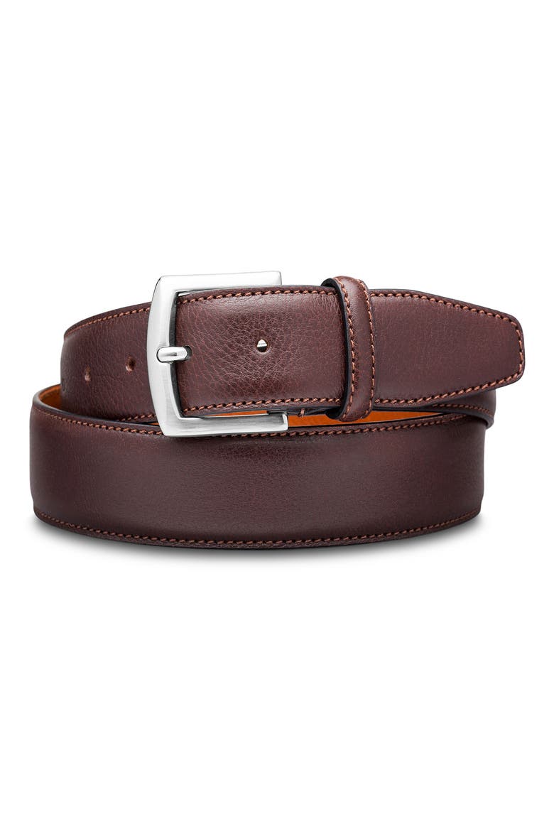 Castela Leather Belt, Main, color, DK BROWN