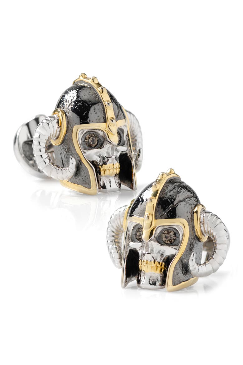 Viking Helmet 3D Cuff Links, Main, color, SILVER