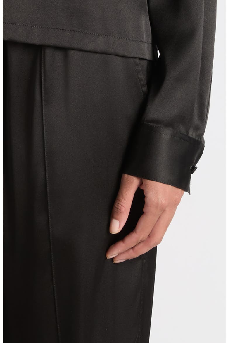 Stretch Silk Satin PJ Pants, Alternate, color, BLACK
