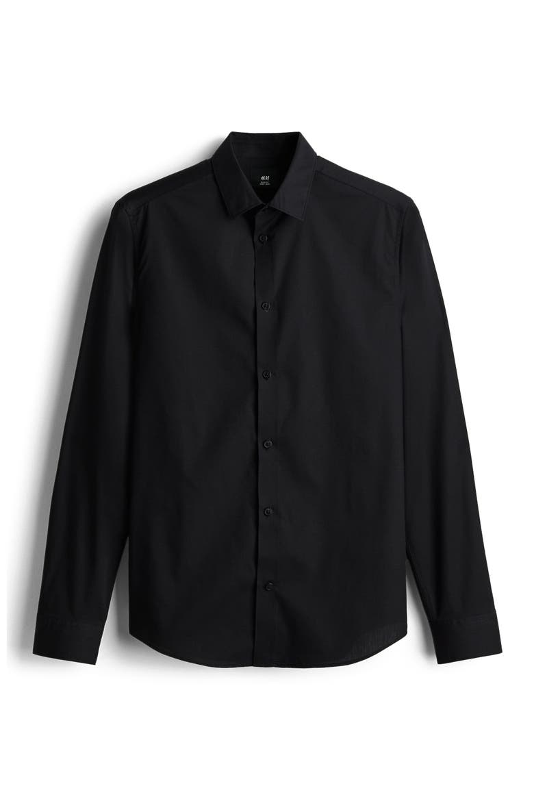 Slim Fit Easy-iron Shirt, Alternate, color, Black