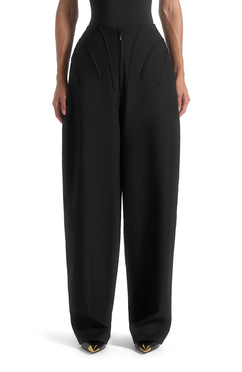 Manière De Voir Rena High Waisted Corset Sculptural Trousers, Main, color, Black