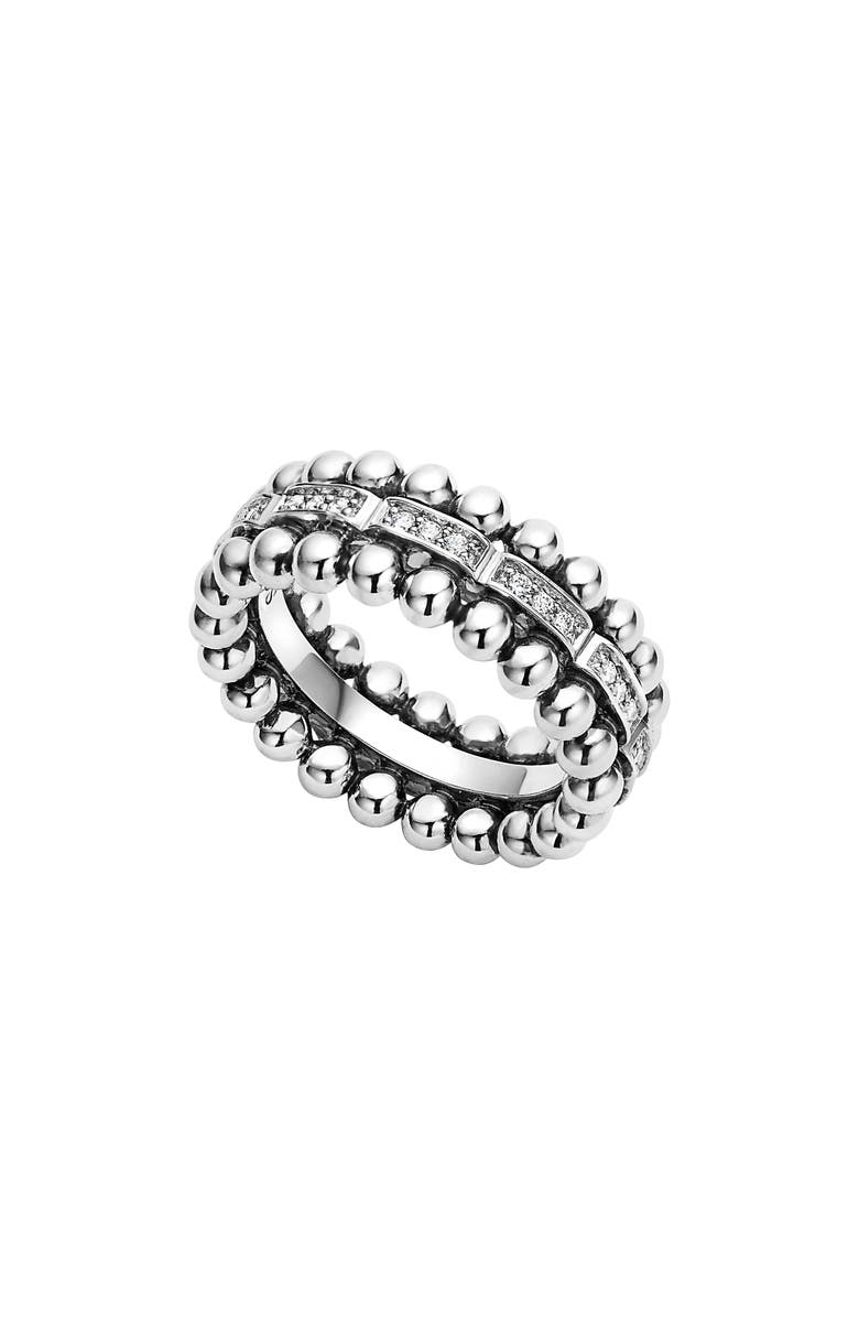 LAGOS Caviar Spark Diamond Band Ring, Main, color, Silver/ Diamond