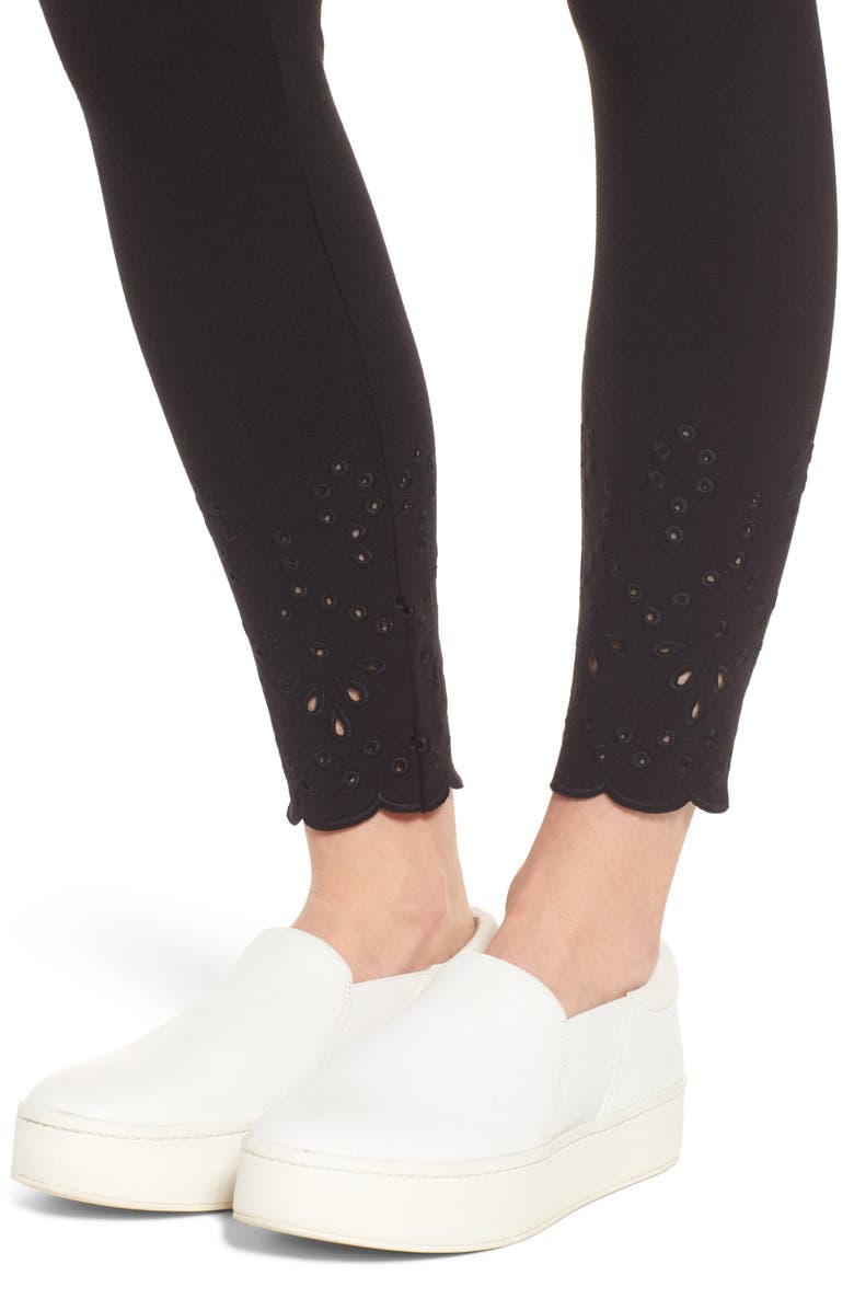 Hue Eyelet Hem Skimmer Leggings, Alternate, color, 
