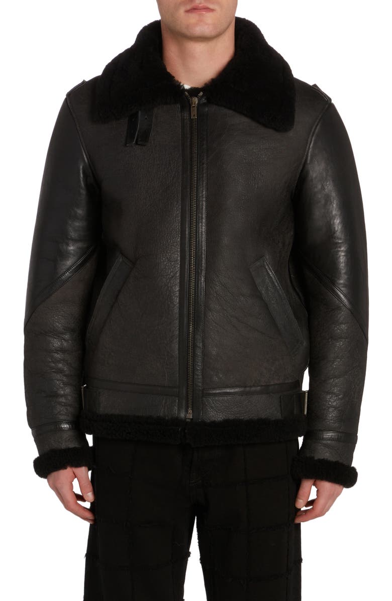 Golden Goose Journey Collection Arvel Genuine Shearling Trim Leather Jacket, Main, color,