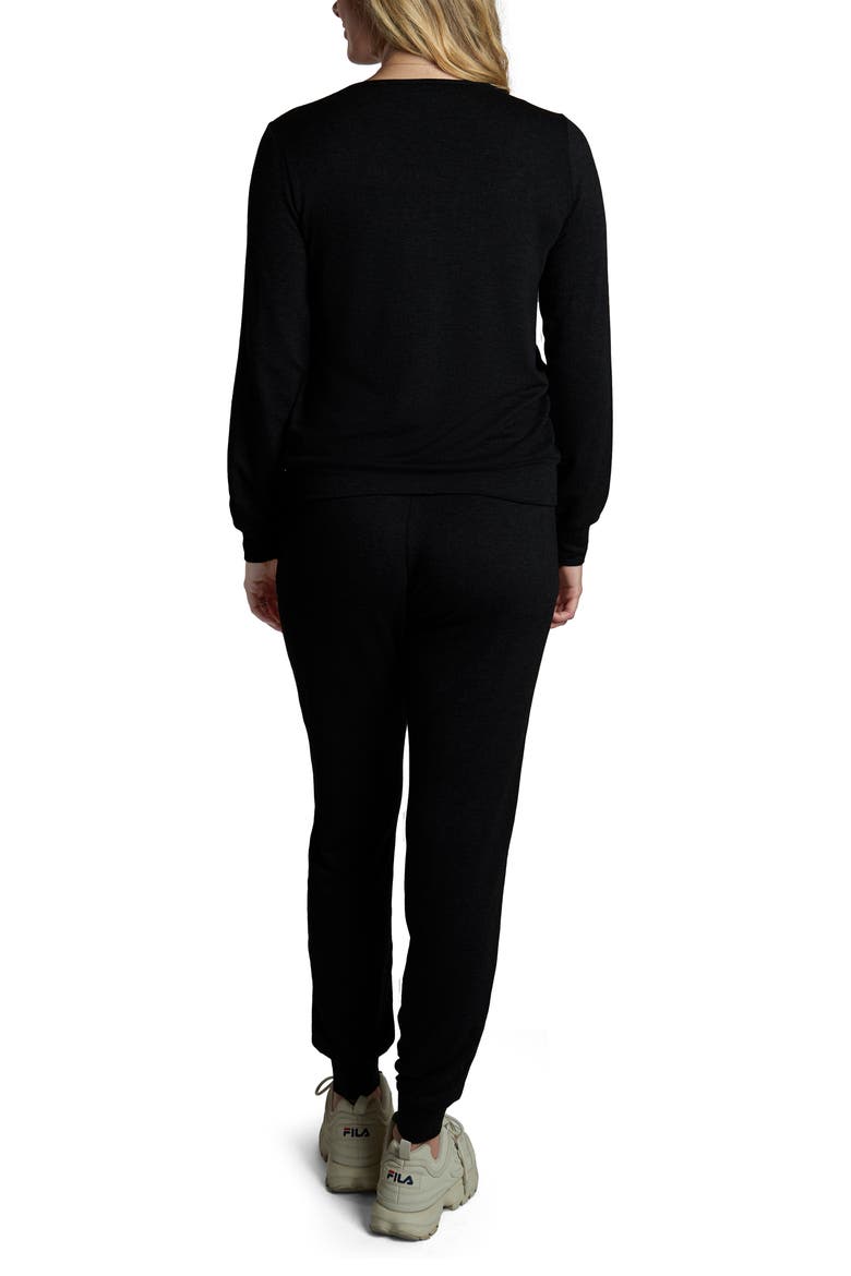 Whitney 2-Piece Maternity/Nursing Lounge Set, Alternate, color, FRENCH TERRY BLACK