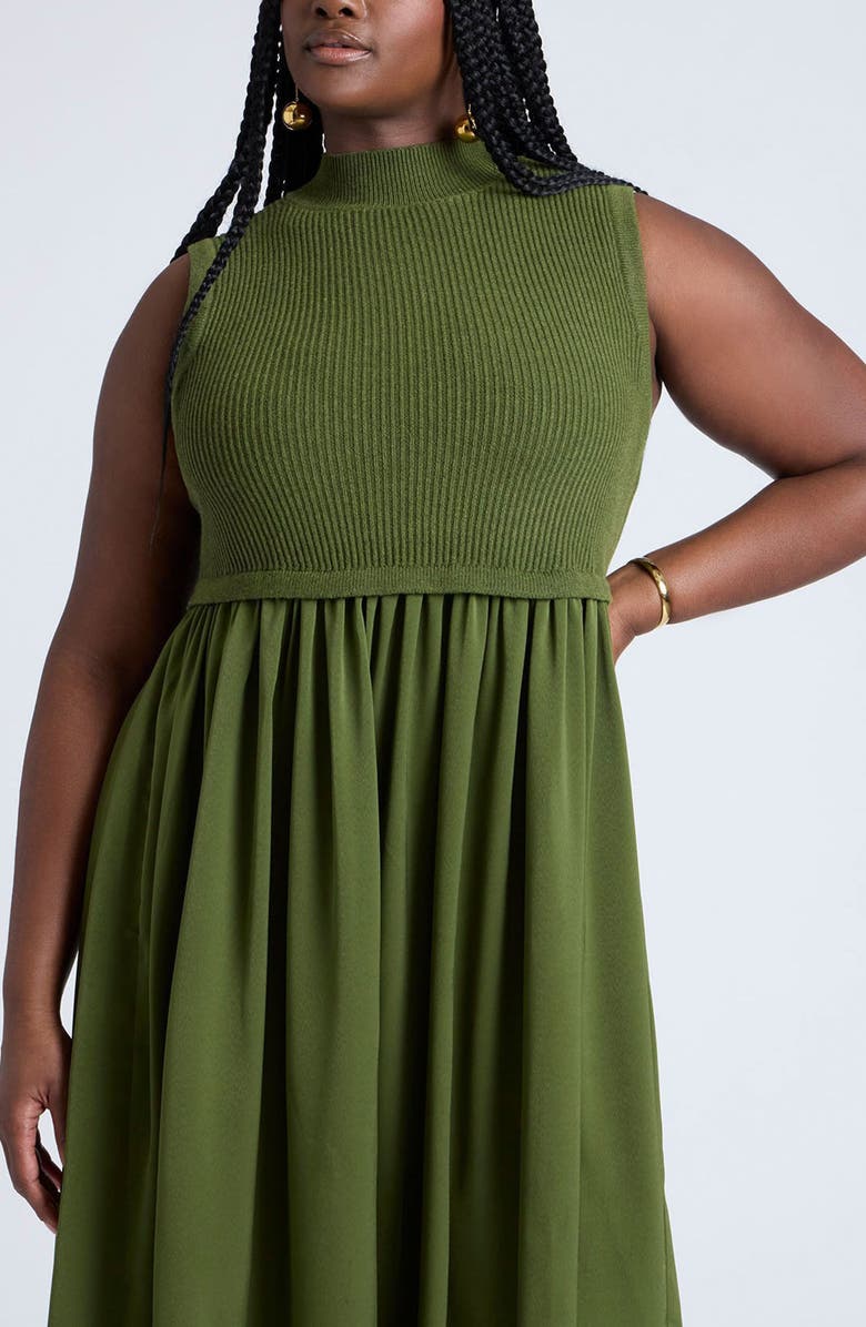 ELOQUII Mixed Media Dress, Alternate, color,