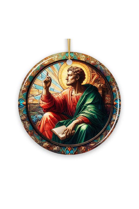 Renaissance Scholar Stained Glass Themed Ornament