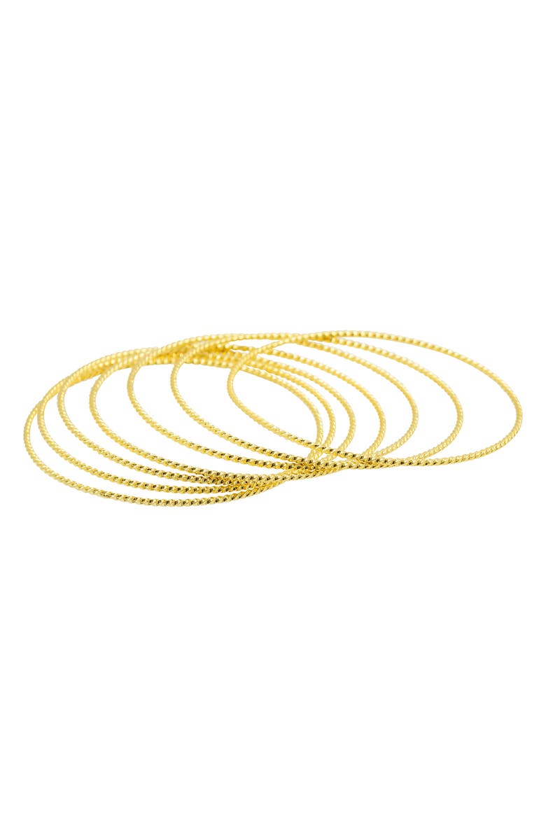 Adornia Set of 7 Bangle Bracelets, Main, color, Gold