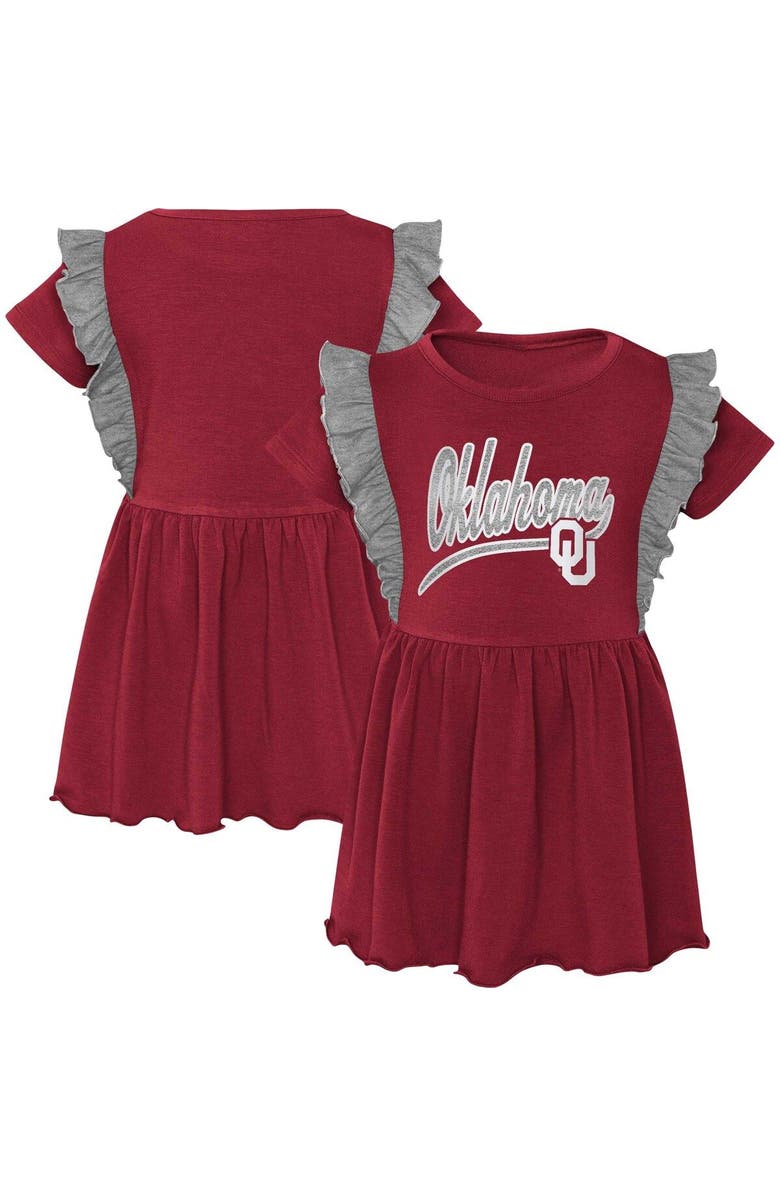 Outerstuff Girls Toddler Crimson Oklahoma Sooners Too Cute Tri-Blend Dress, Main, color, Crimson