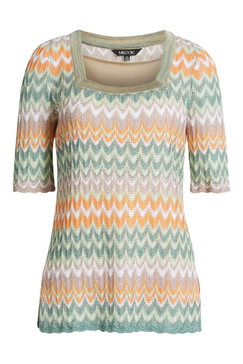 Pointelle Zigzag Knit Tunic, Alternate, color, GREEN/MULT
