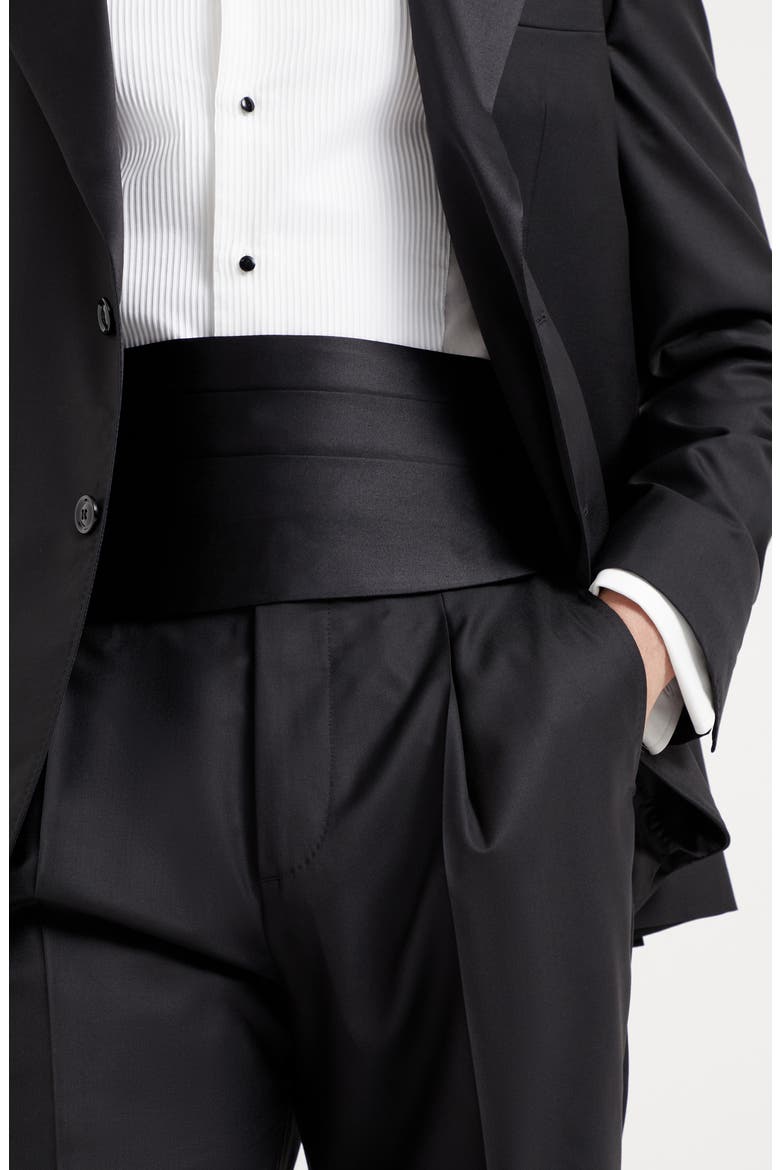 Cotton and silk satin cummerbund, Alternate, color, Black