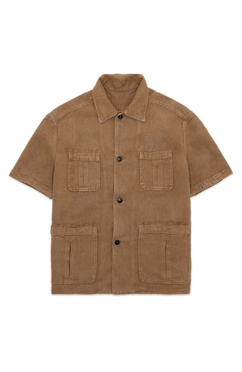 Fortela Bohem Linen Short Sleeve Shirt In Brown